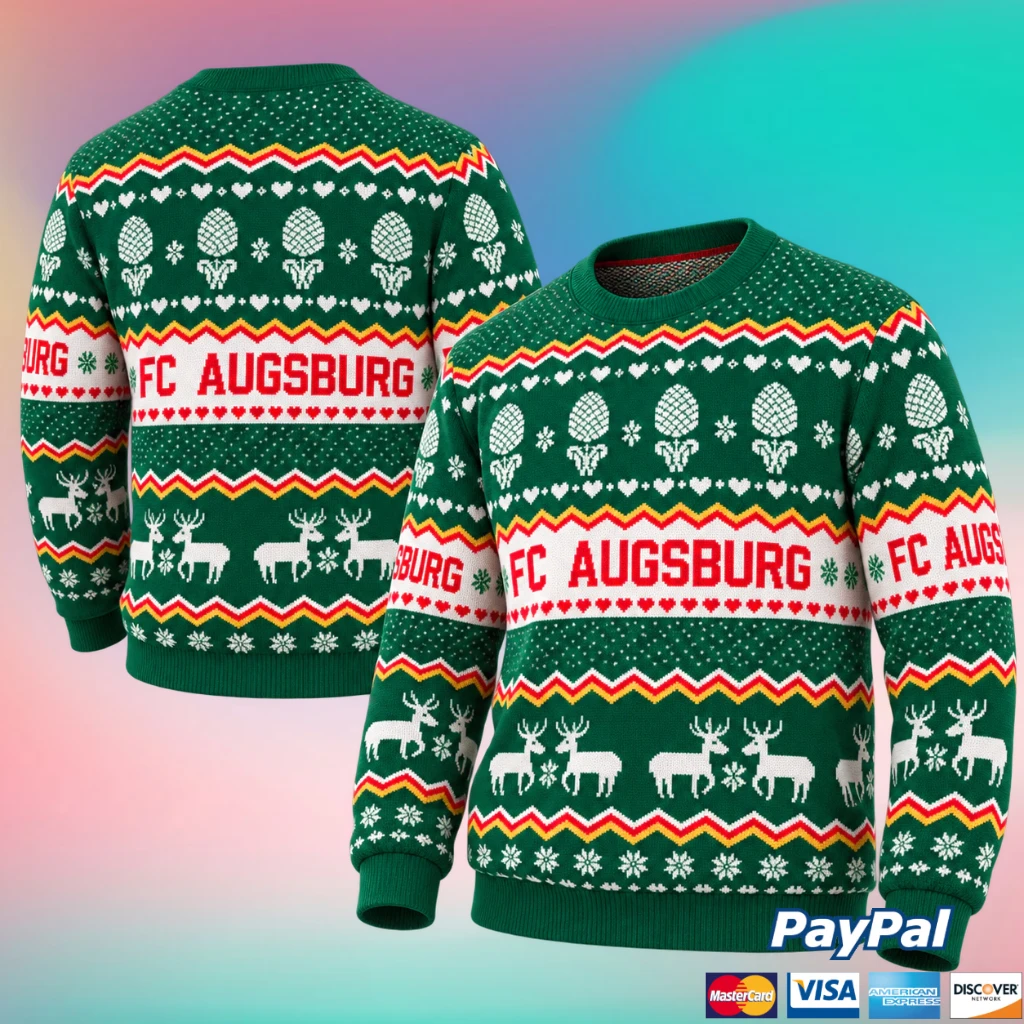FC Augsburg Green Reindeer Christmas Sweater